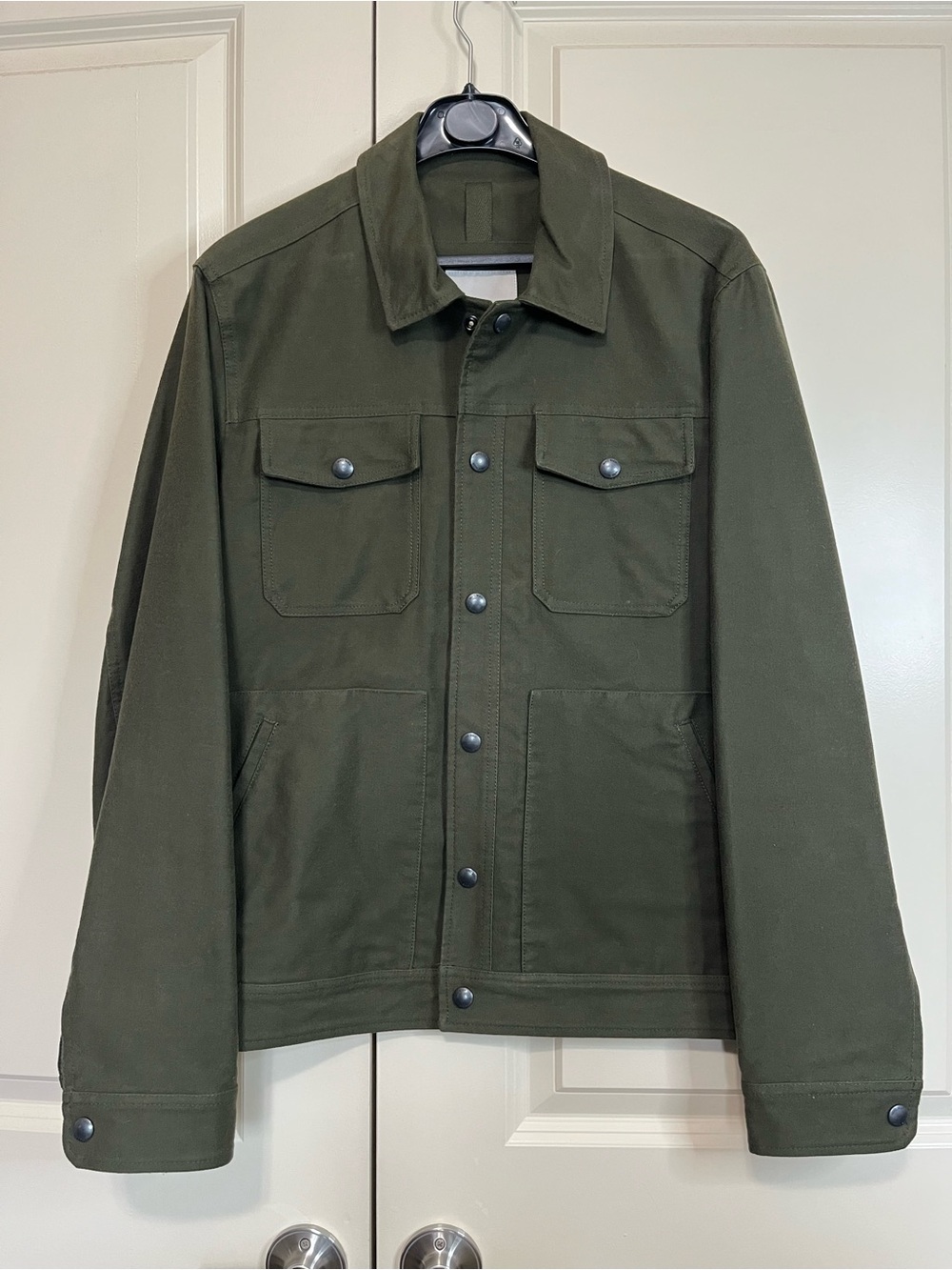 Mango Men's Military Field Jacket in Dark Olive